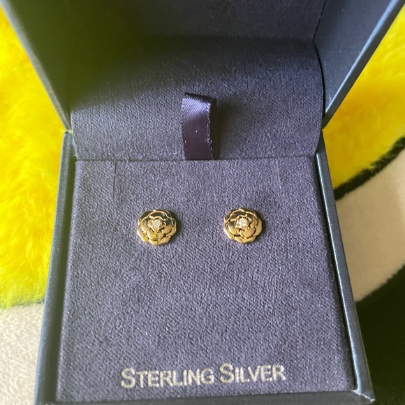 Gold Sterling Silver Earrings, Earrings for women,,rose Earrings. - Picture 11 of 12